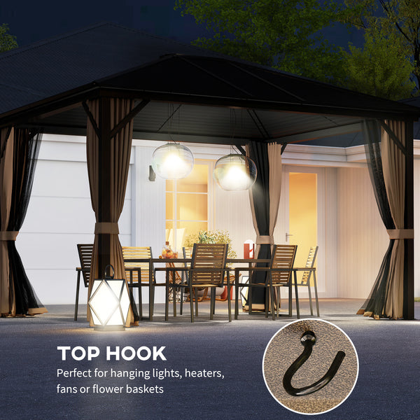10' x 12' Deluxe Hardtop Gazebo with Aluminum Frame for Patio, Cafe