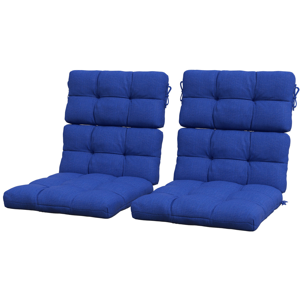 Coussins capitonnés bleu marine avec attaches, conçus pour chaises de patio extérieur, ensemble de 2