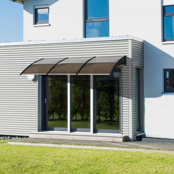 9.9 x 3.1 ft polycarbonate door canopy, brown