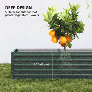 Reinforced galvanized raised planter with open bottom, green