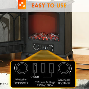 Black electric stove with adjustable brightness 750/1500 W