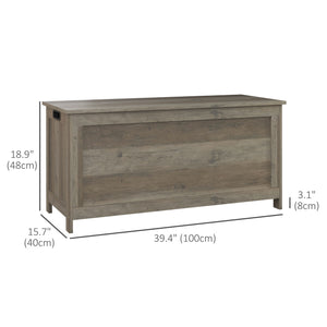 Storage chest with 2 safety hinges and side handles, aged gray