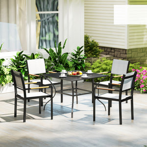 Square garden table with parasol hole, dark grey