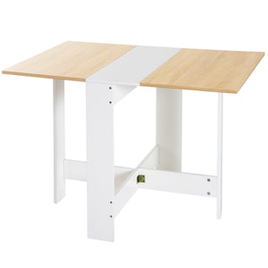 Folding wooden dining table, white/oak