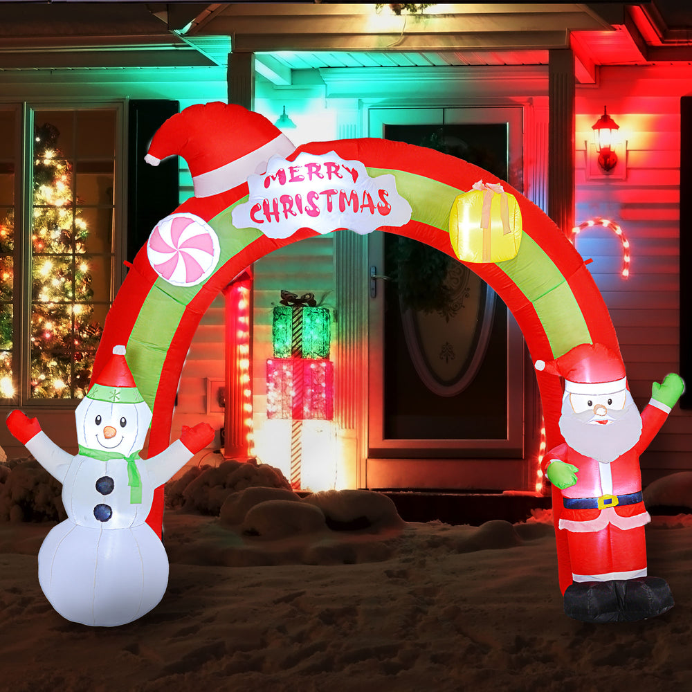 3 meter inflatable Christmas arch with Santa and snowman
