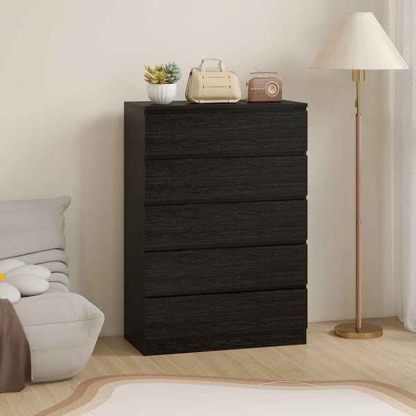 5-drawer dresser for bedroom, black