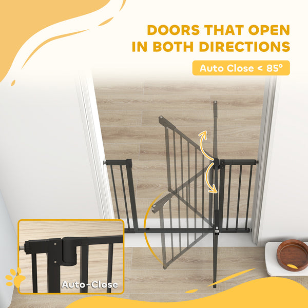 Self-closing safety gate, black