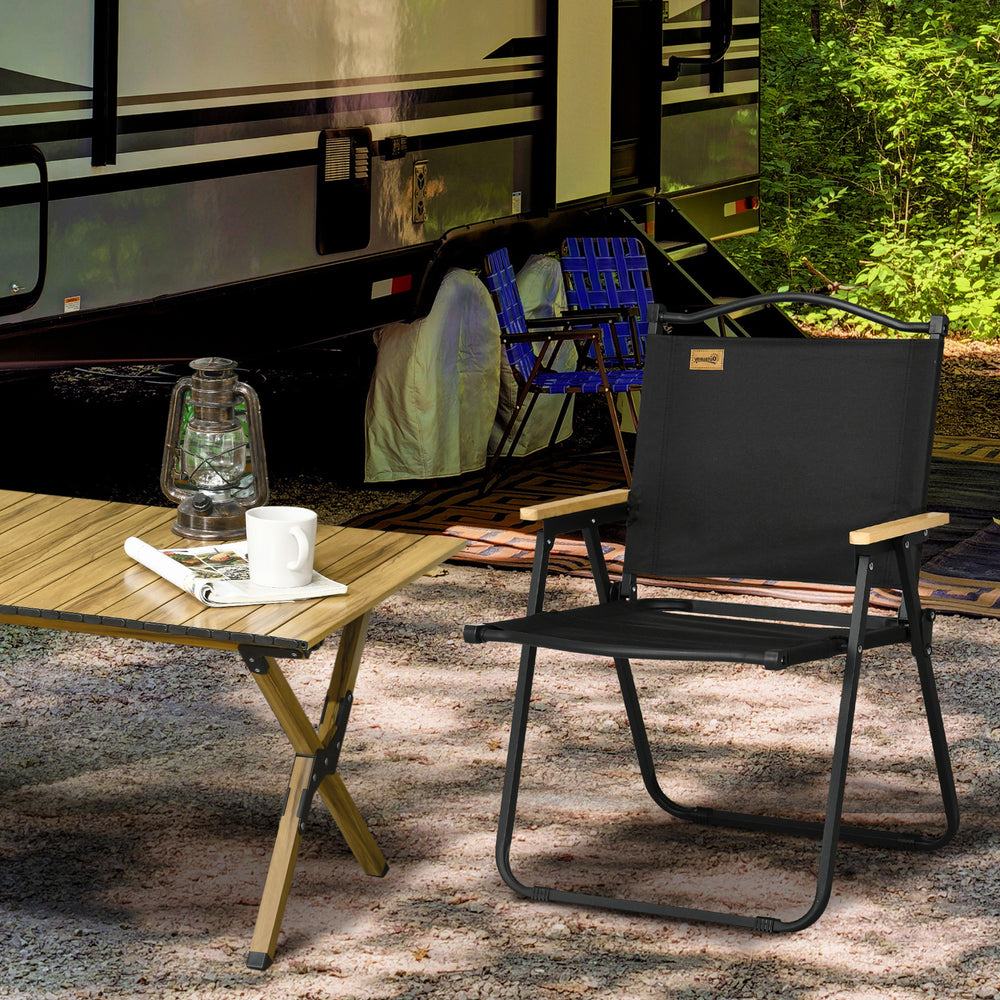 Camping Chair, Lightweight Folding Chair, Portable Armchair, Excellent for Festivals, Fishing, Black