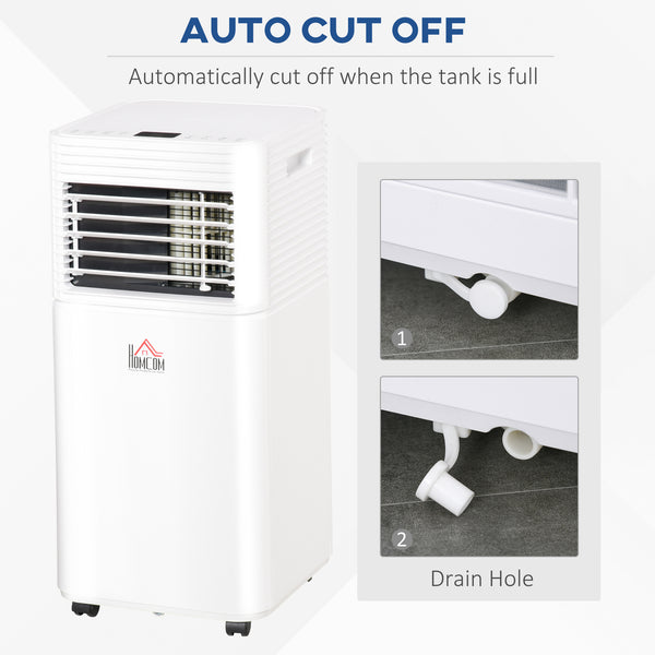 Climatiseur portable 10 000 BTU avec mode ventilateur et déshumidificateur, silencieux, avec télécommande et minuterie 24 h, blanc.