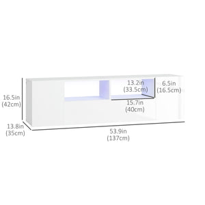 TV stand for TVs up to 60 inches, with LED lighting, white