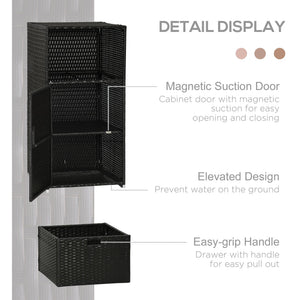 Outdoor rattan towel rack, dark brown