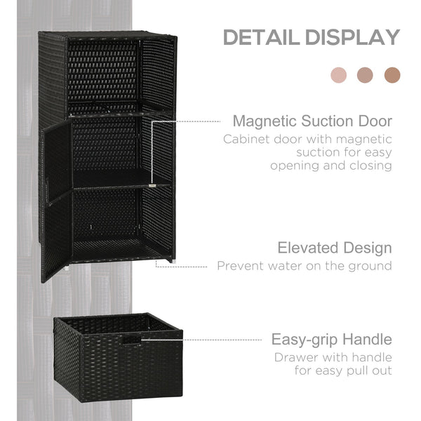 Outdoor rattan towel rack, dark brown