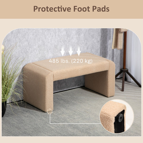 Upholstered bedroom bench, light brown