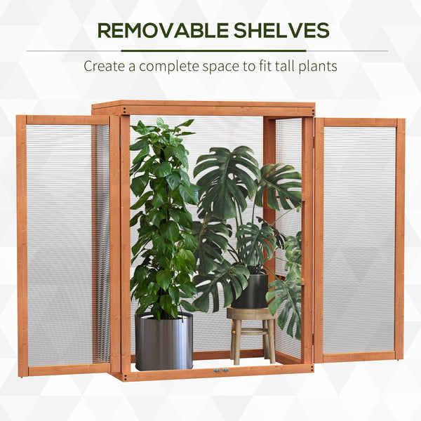 Portable 2-tier wooden greenhouse, polycarbonate cold frame