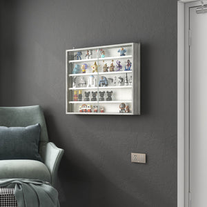 5-Tier Glass Display Cabinet with 2 Glass Doors and 4 Adjustable Shelves, White