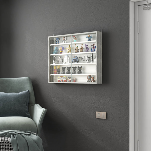 5-Tier Glass Display Cabinet with 2 Glass Doors and 4 Adjustable Shelves, White