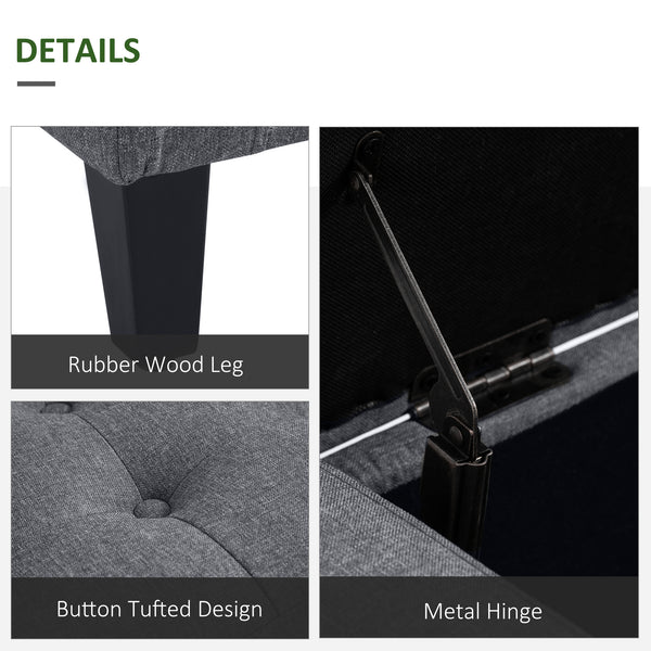 Linen storage ottoman bench with tufted pattern