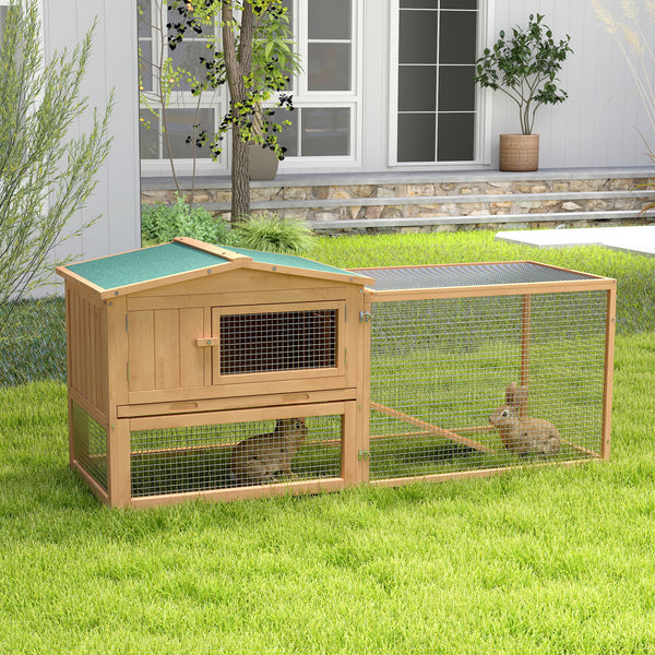 Outdoor rabbit hutch with run and durable roof