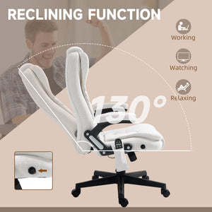 Reclining massage office chair, white