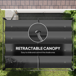 7 x 10 patio pergola with retractable canopy, black