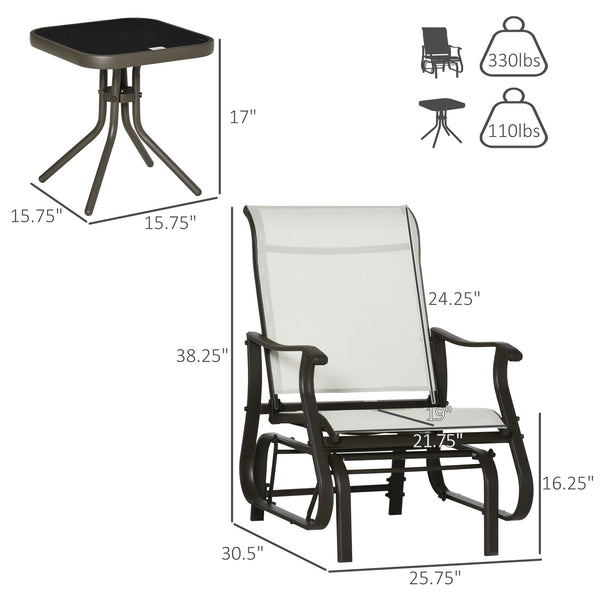 3-piece rocking bistro set, cream white