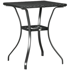 Outdoor coffee table in woven resin with parasol hole, black