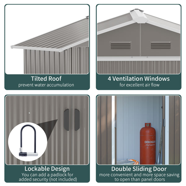 Grey metal garden shed
