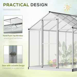6' x 10' x 6.4' Garden Greenhouse Polycarbonate Panels and Aluminum Frame, Silver