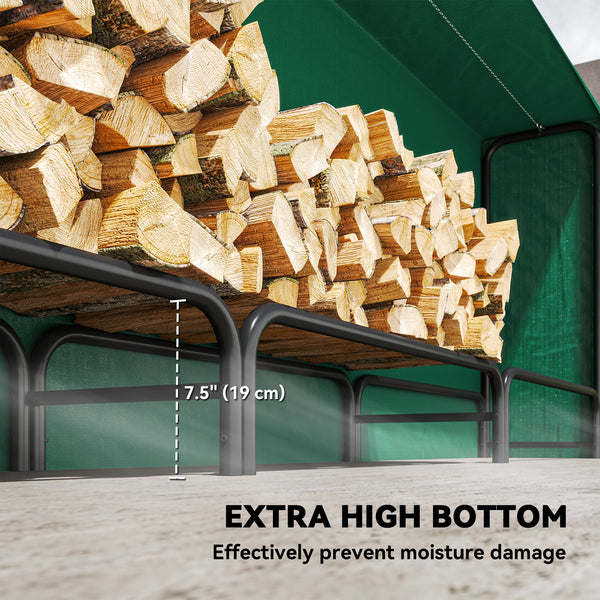 Wood rack with waterproof cover, 500 kg log storage rack