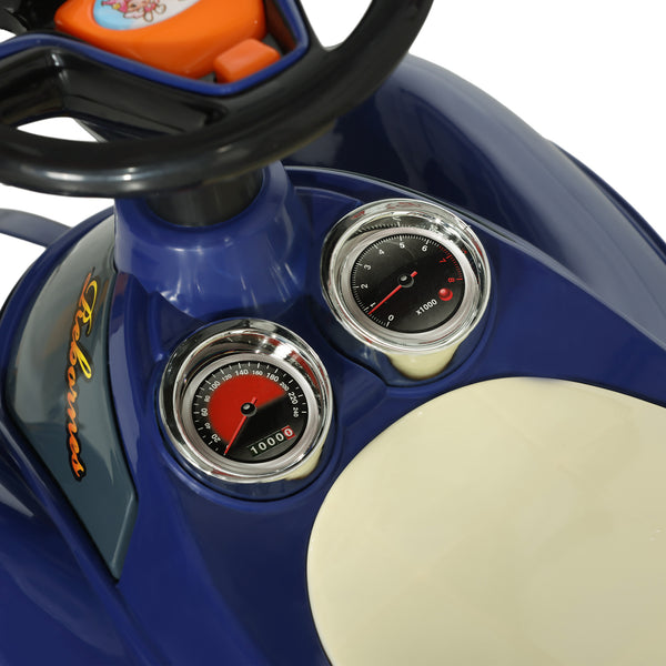 Toddler push car with music, horn, light, dark blue