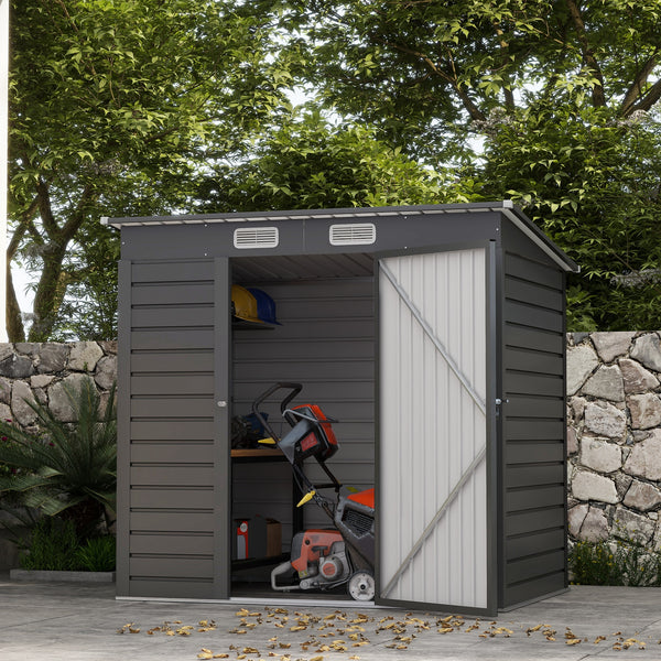 Galvanized garden shed, grey