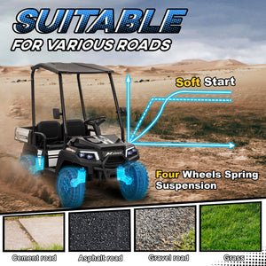 24V Electric Car with Remote Control, 4-Wheel Spring Suspension, Black