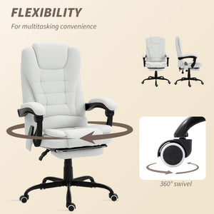 7-point reclining vibrating massage chair with footrest, white