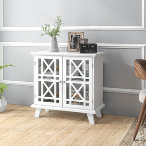 Sideboard with pierced doors and shelf, white