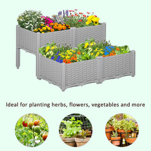 4-piece raised garden bed in PP, grey