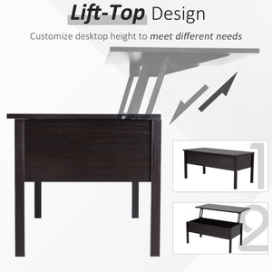 Modern coffee table with lift-top and hidden storage compartment, brown