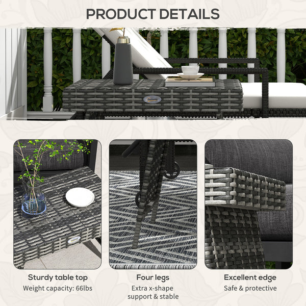 Folding outdoor side table in woven rattan