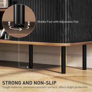 TV Stand for TVs up to 55 inches with Storage Shelves and Cabinets, Black