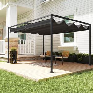7 x 10 patio pergola with retractable canopy, black