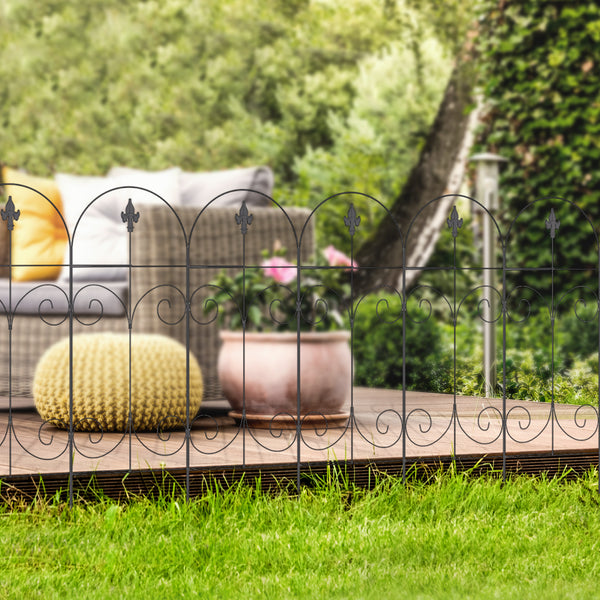 Set of 8 metal garden fence panels
