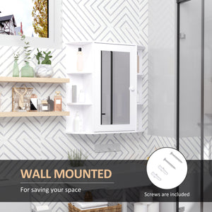 Wall-mounted medicine cabinet with mirror, door and shelves, white