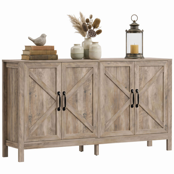 60" barn door sideboard, light gray
