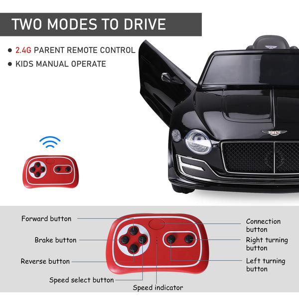 Bentley 12V with parental remote control, black