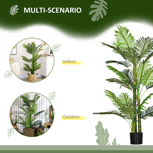 Artificial potted Areca palm tree with 21 leaves for indoor decoration, green