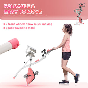 3-in-1 Folding Exercise Bike with 8-Level Magnetic Resistance, Pink