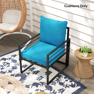 Thick and Deep Patio Chair Cushions for Outdoor Seating with Back Cushion, Turquoise