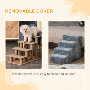4-Step Dog Ramp for Sofa, Bed and Armchair, with Removable Cover, Light Grey