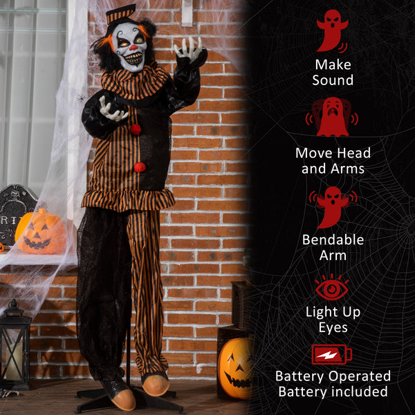 1.6m Life Size Clown Outdoor Halloween Decoration with Light-Up Eyes