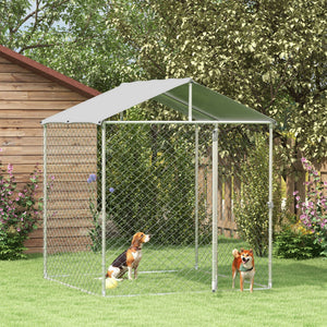 Heavy-duty galvanized steel kennel with UV-resistant roof