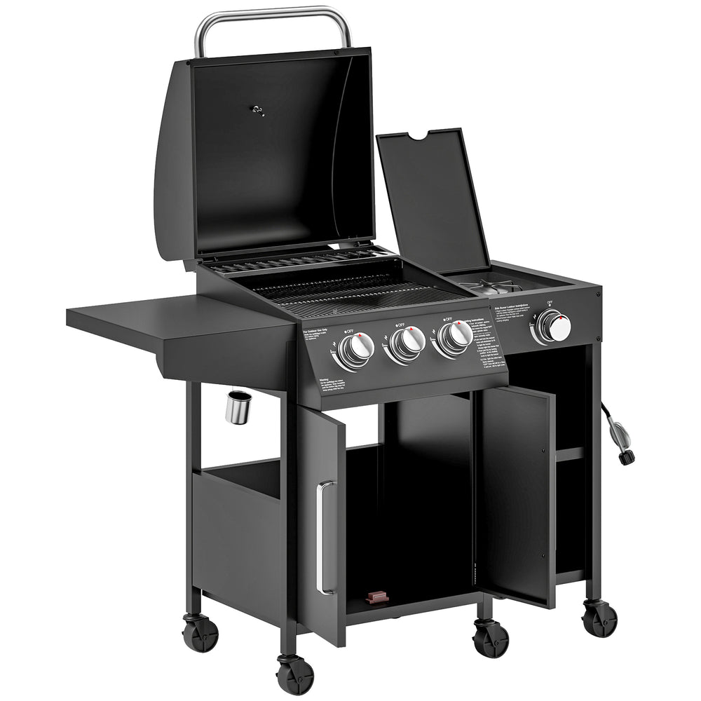 3-burner gas barbecue with side burner